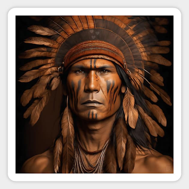 [AI Art] Proud Native American Man With Headdress Magnet by Sissely